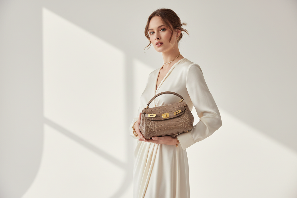 Élégante cliente avec sac de luxe