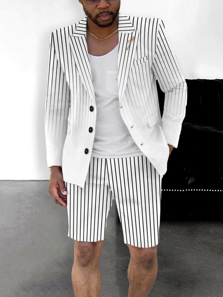 Costume Short Style Britannique Slim Fit Homme Acétate – Veste + Short 5 Coloris M-3XL