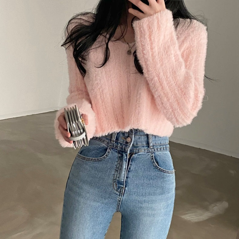 Pull Femme Tricot Manches Longues – Style Élégant Taille Unique 4 Coloris