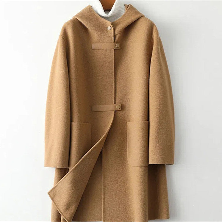 Manteau Laine Femme Oversize À Capuche – Coupe Ligne A Manches Princesse S-4XL