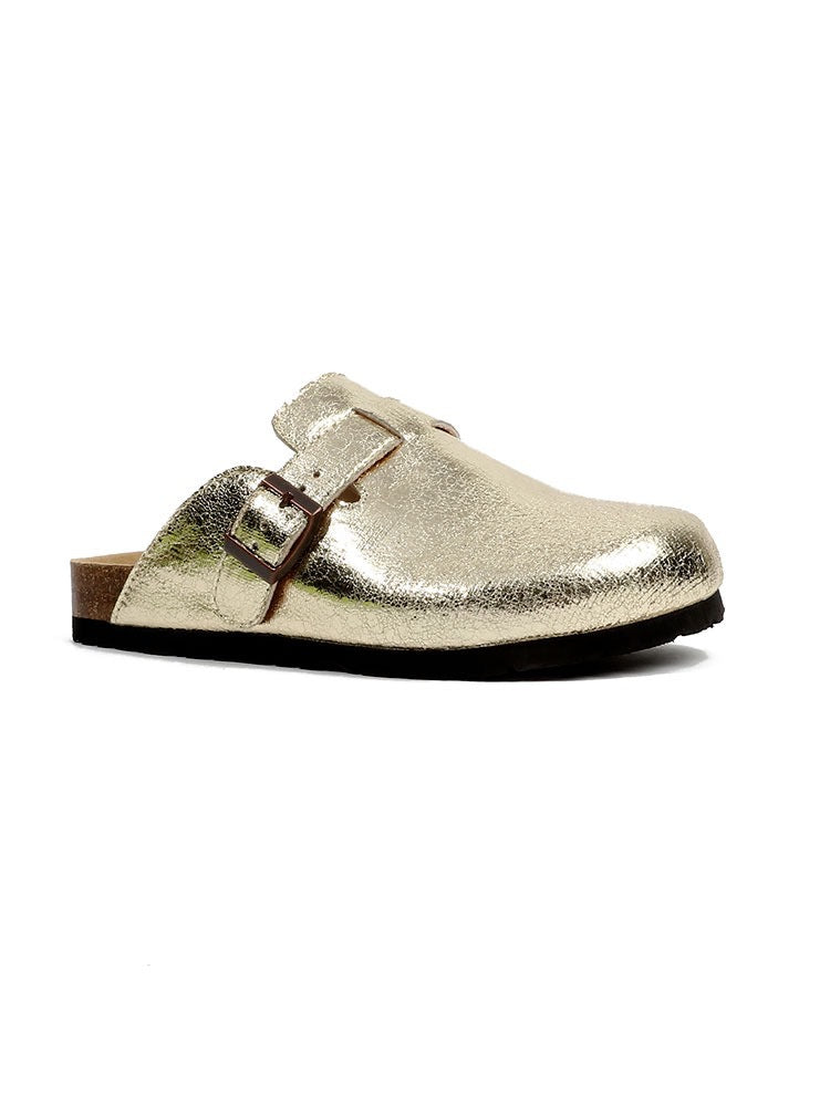 Women's Genuine Leather Mules – Retro Closed-Toe French Style Slippers