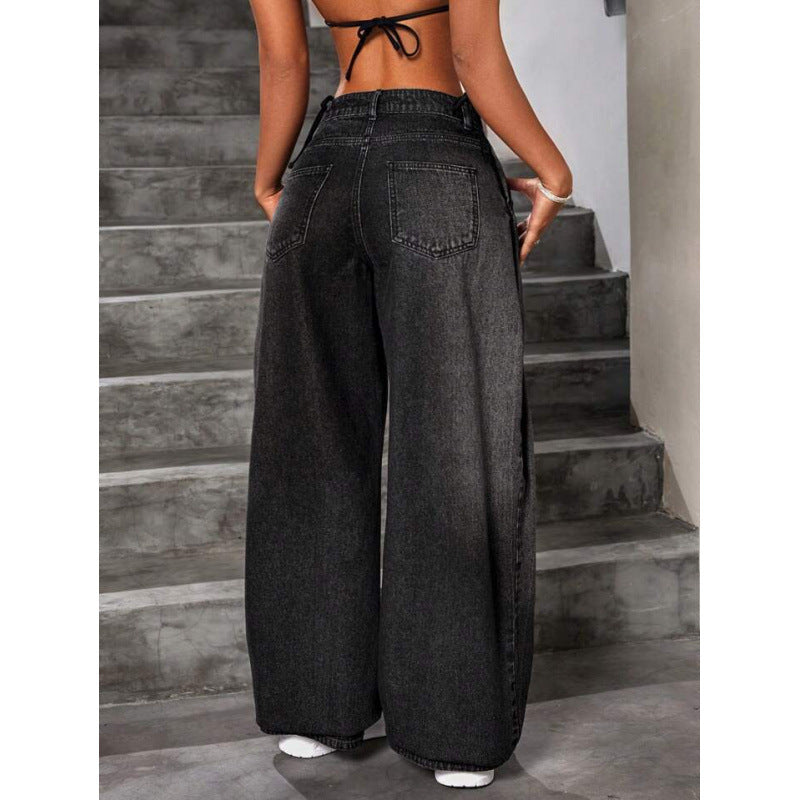 Jean Baggy Rétro Femme – Coupe Large Jambe Évasée Denim
