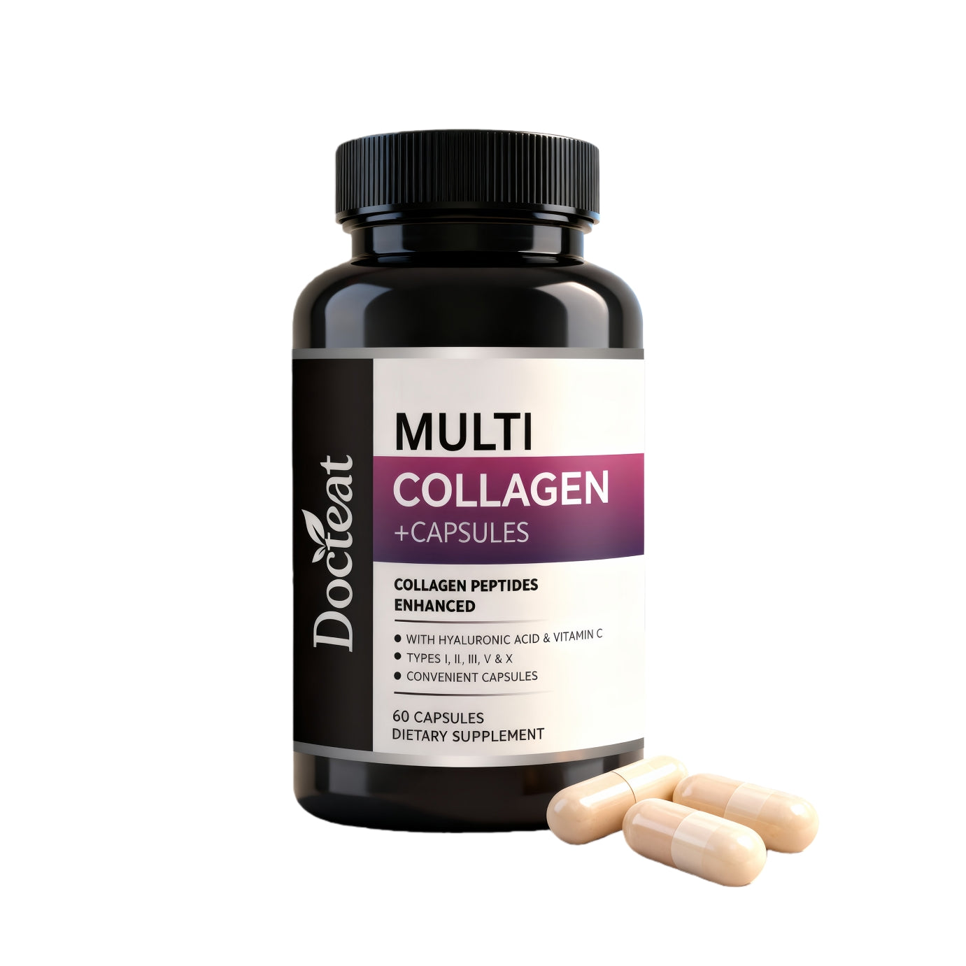 Capsules Collagène Femme – Vitamine C Acide Hyaluronique Collagène Marin Betterave Membrane Oeuf 60 Capsules