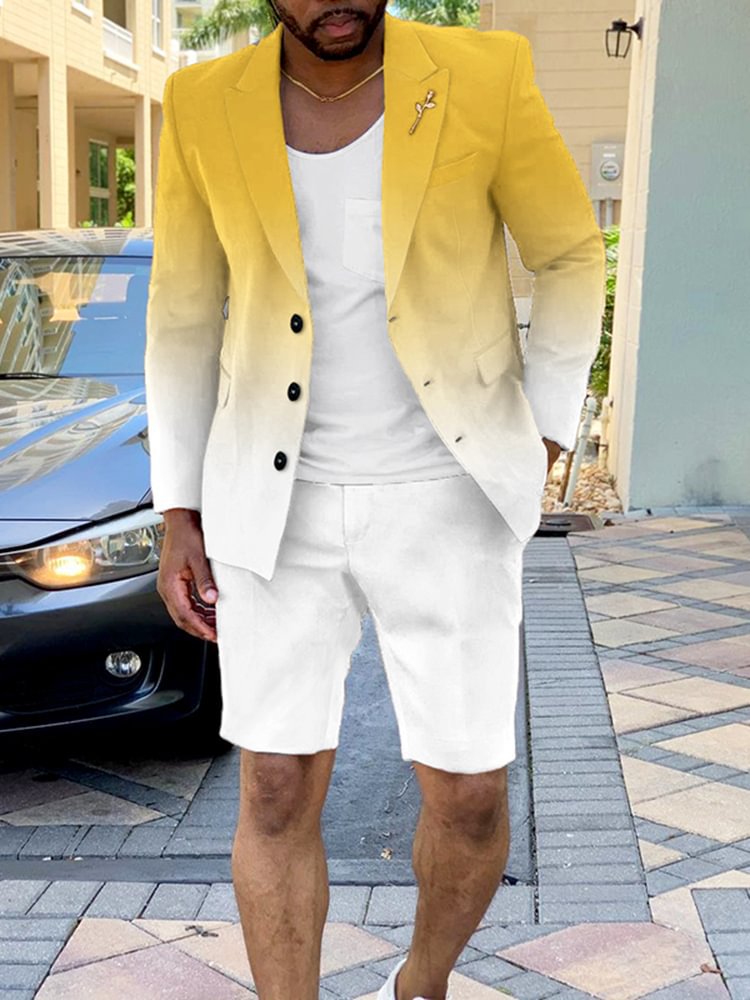 Costume Short Style Britannique Slim Fit Homme Acétate – Veste + Short 5 Coloris M-3XL