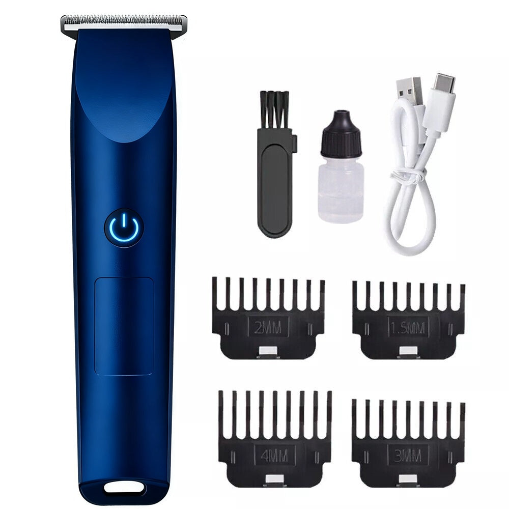 Tondeuse Cheveux Électrique Sans Fil Homme – Moteur 6000 tr/min Batterie 500mAh USB 4 Sabots Noir Bleu Blanc
