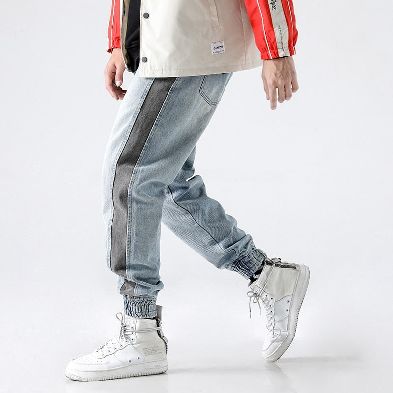 Jean Patchwork Panellé Slim Homme Denim Coton – Coupe Crayon Bleu