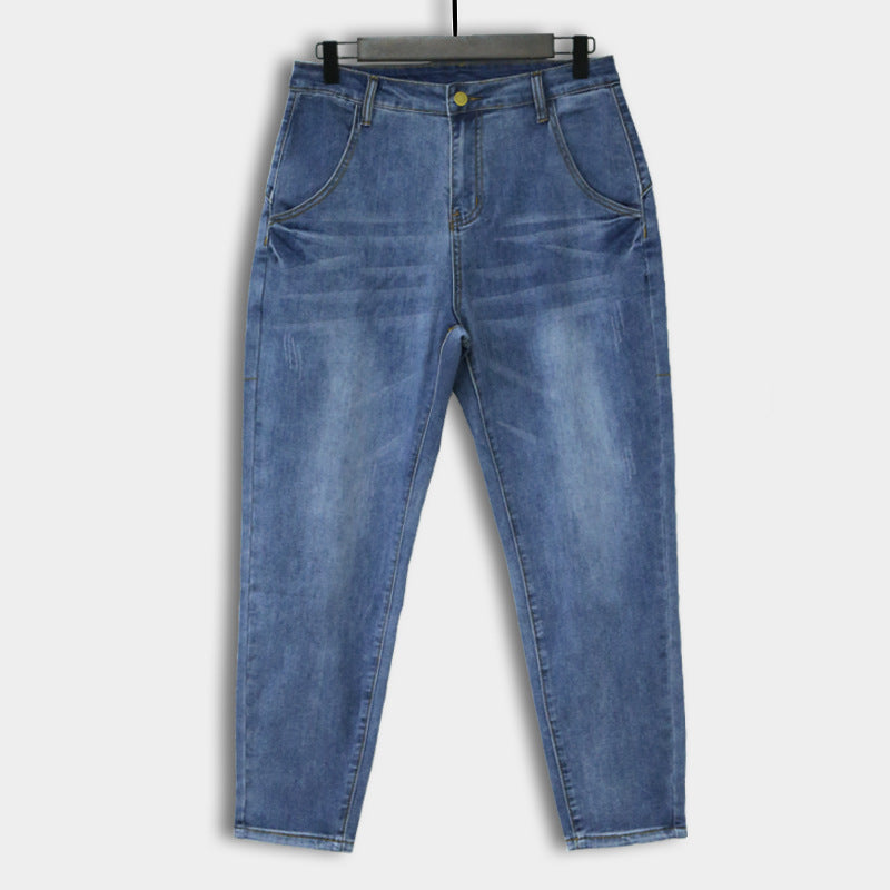 Jean Large Harlan Rétro Homme Coton Style Coréen – Jambe Large Bleu Gris
