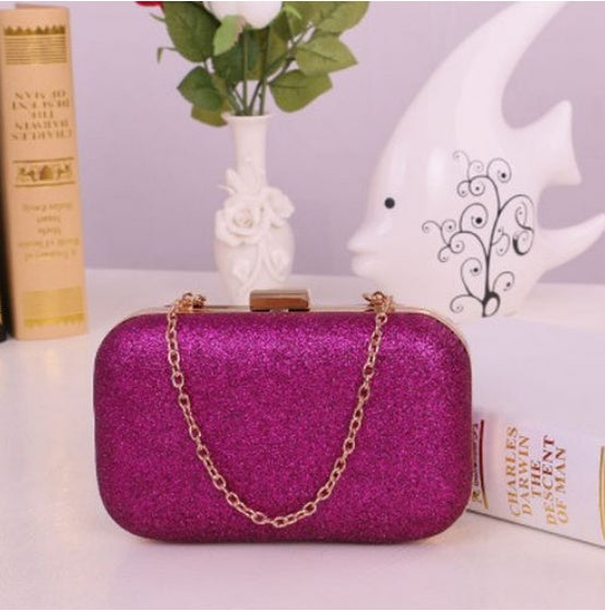 Pochette Soirée Femme – Sac Chaîne Doré Clutch Box Messenger 9 Coloris