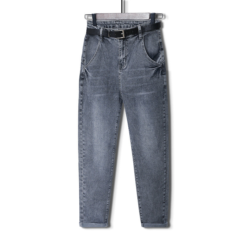 Jean Large Harlan Rétro Homme Coton Style Coréen – Jambe Large Bleu Gris