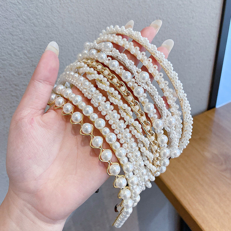 Serre-Tête Perles Fines Femme – Accessoire Cheveux Imitation Perle Métal 14cm