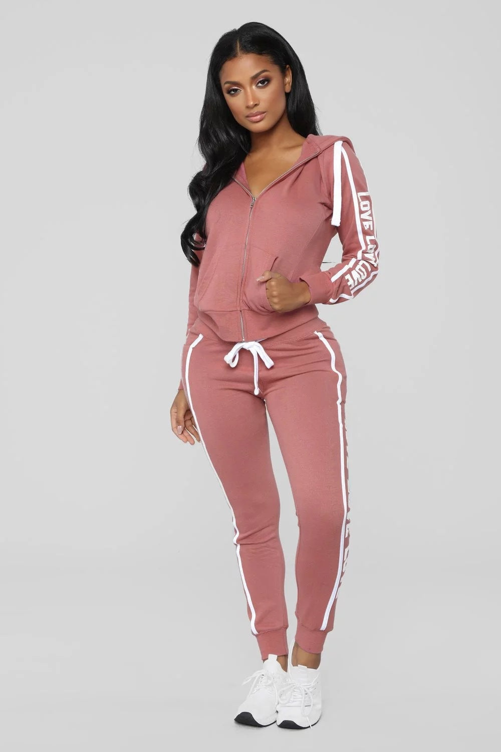 Ensemble Sport Loisir Femme Tricot Viscose – Top & Pantalon Droit Noir Rose Bordeaux