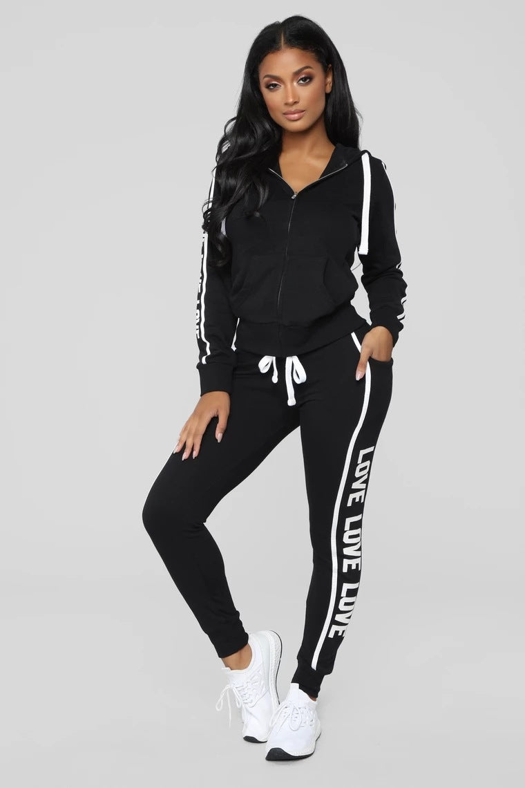 Ensemble Sport Loisir Femme Tricot Viscose – Top & Pantalon Droit Noir Rose Bordeaux