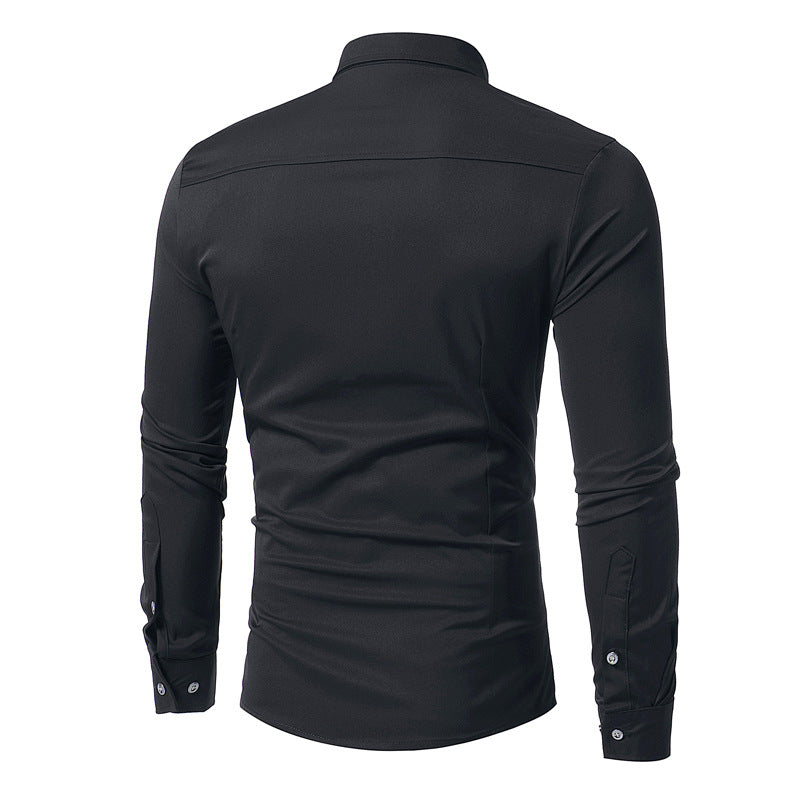 Chemise Tuxedo Slim Fit Homme Coton Mélangé – Mariage Business Casual 4 Saisons Noir Bleu Rouge Blanc XS-2XL