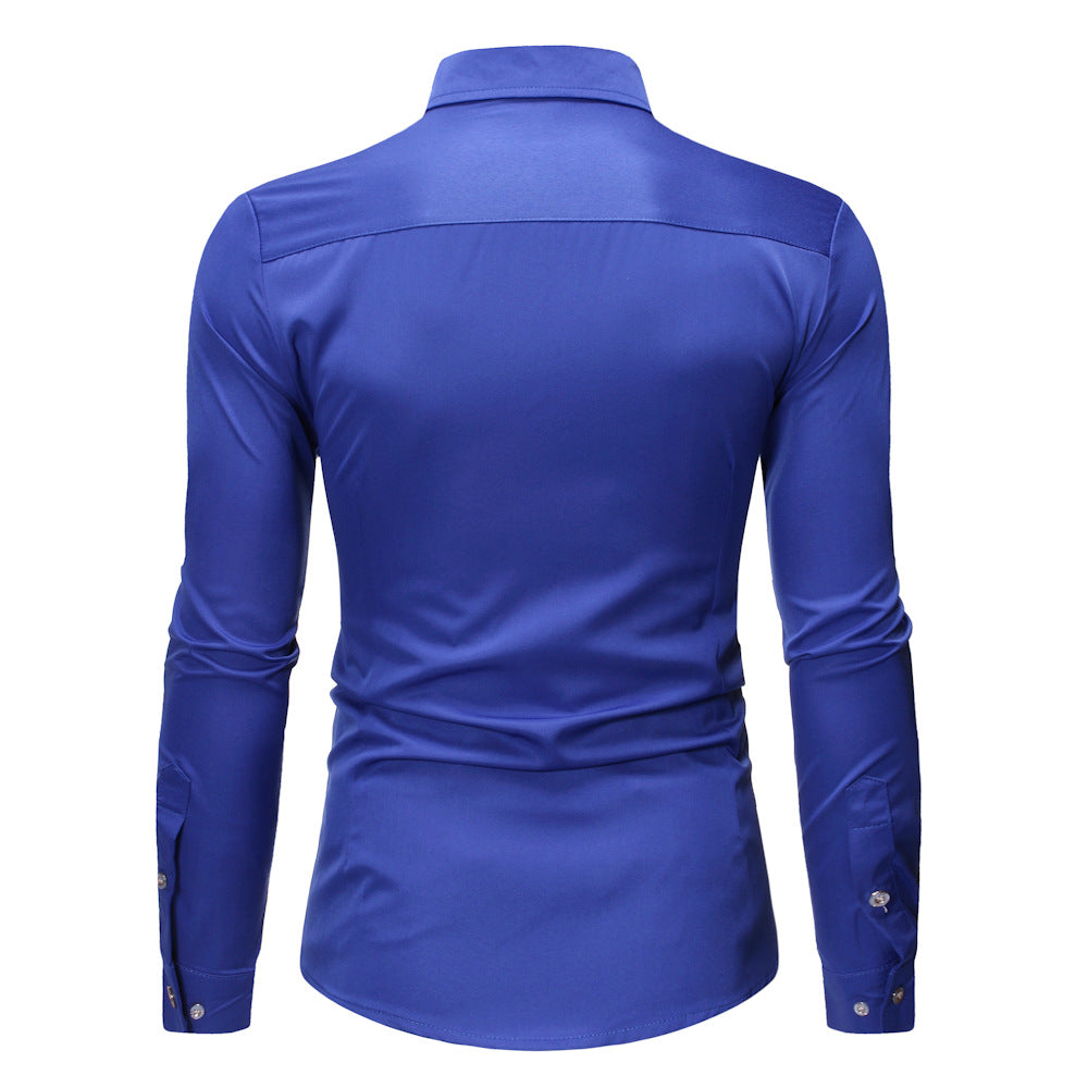 Chemise Tuxedo Slim Fit Homme Coton Mélangé – Mariage Business Casual 4 Saisons Noir Bleu Rouge Blanc XS-2XL