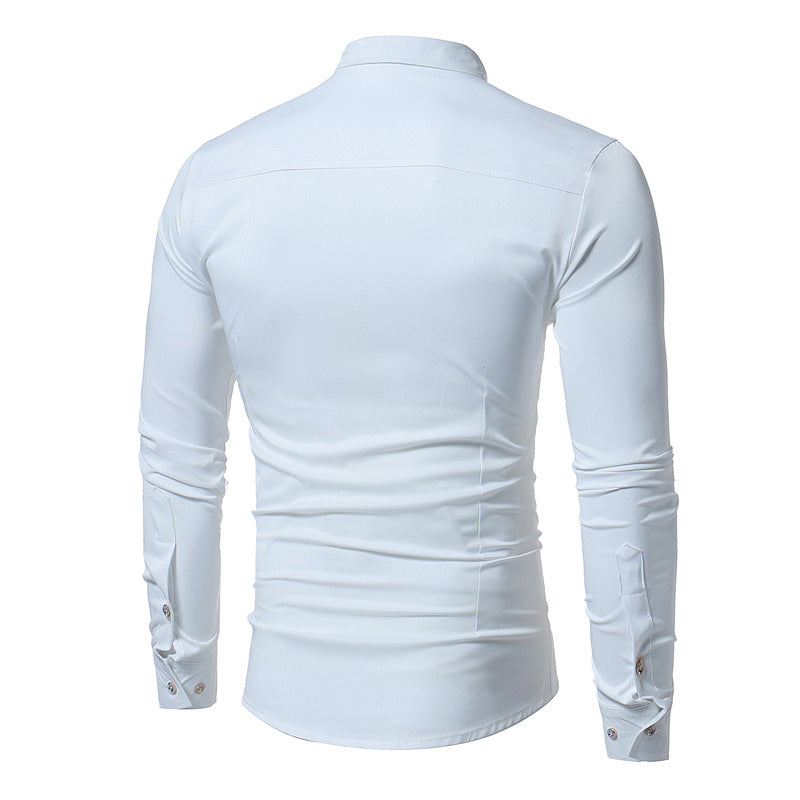Chemise Tuxedo Slim Fit Homme Coton Mélangé – Mariage Business Casual 4 Saisons Noir Bleu Rouge Blanc XS-2XL