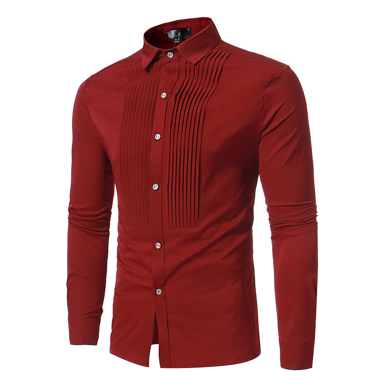 Chemise Tuxedo Slim Fit Homme Coton Mélangé – Mariage Business Casual 4 Saisons Noir Bleu Rouge Blanc XS-2XL