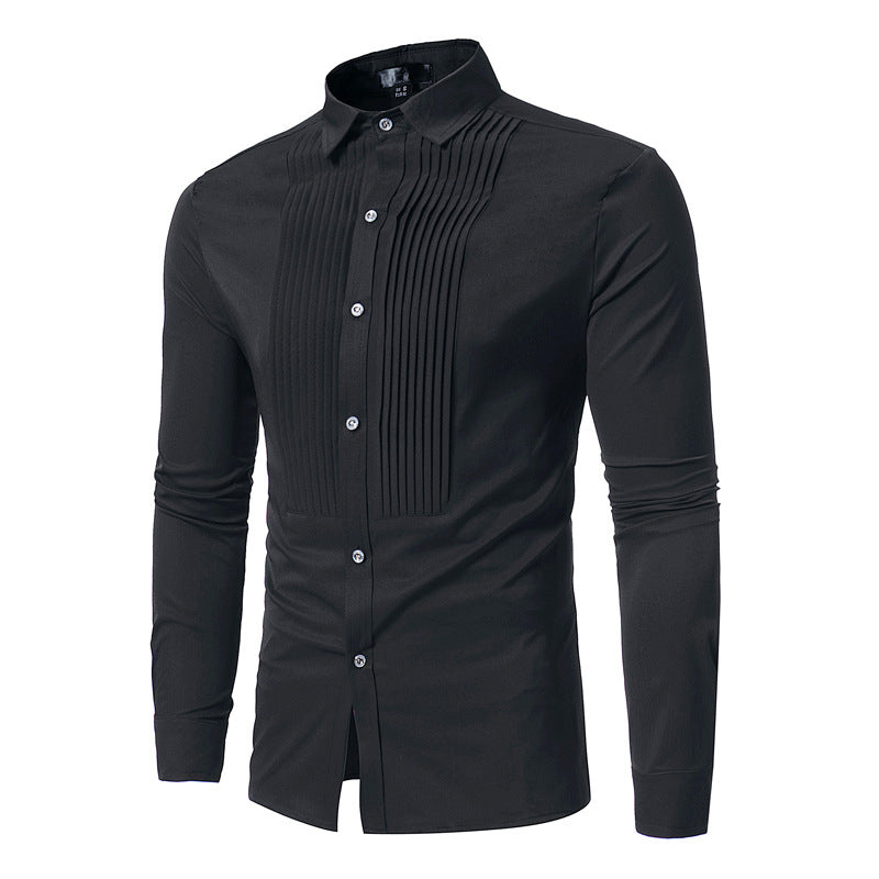 Chemise Tuxedo Slim Fit Homme Coton Mélangé – Mariage Business Casual 4 Saisons Noir Bleu Rouge Blanc XS-2XL