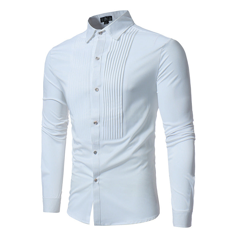 Chemise Tuxedo Slim Fit Homme Coton Mélangé – Mariage Business Casual 4 Saisons Noir Bleu Rouge Blanc XS-2XL