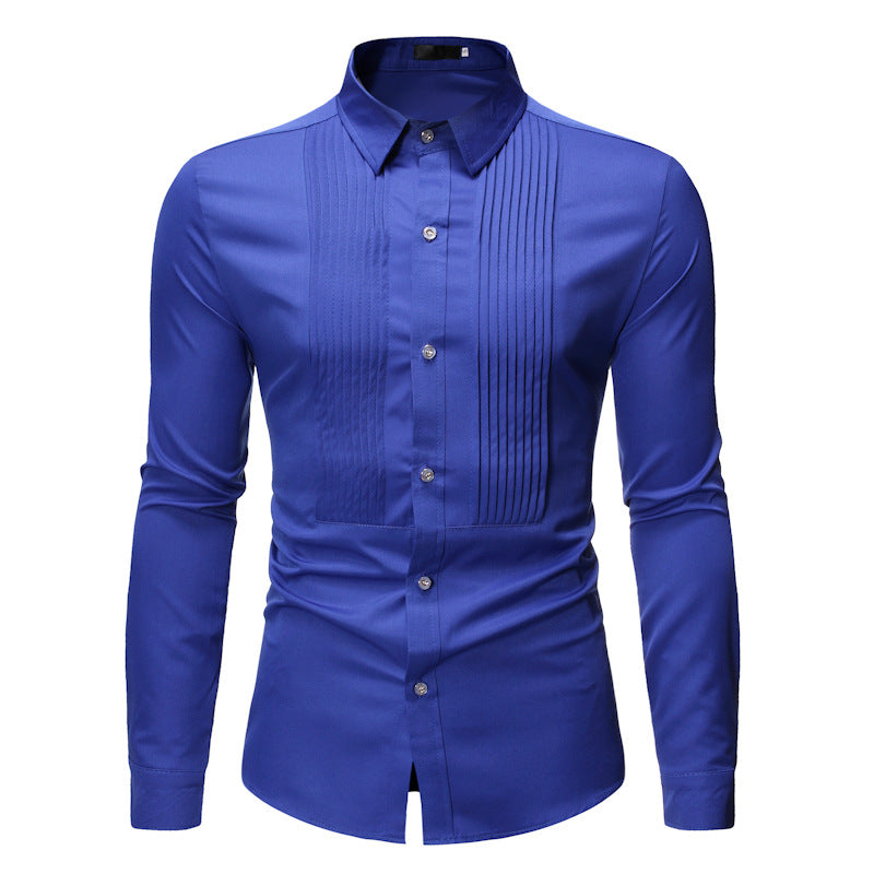 Chemise Tuxedo Slim Fit Homme Coton Mélangé – Mariage Business Casual 4 Saisons Noir Bleu Rouge Blanc XS-2XL