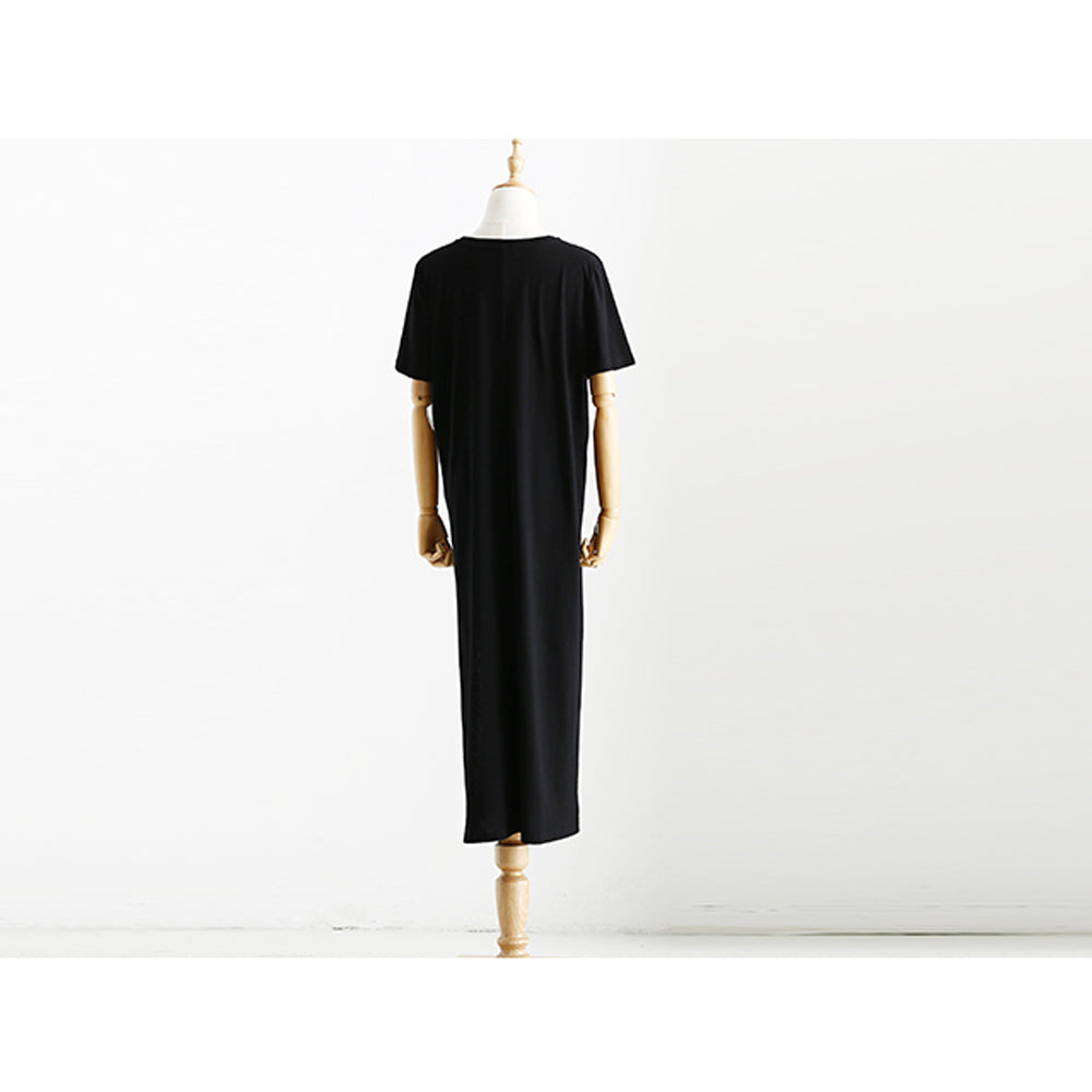 Robe Longue Casual Femme Coton Noir – Coupe Fluide Élégante