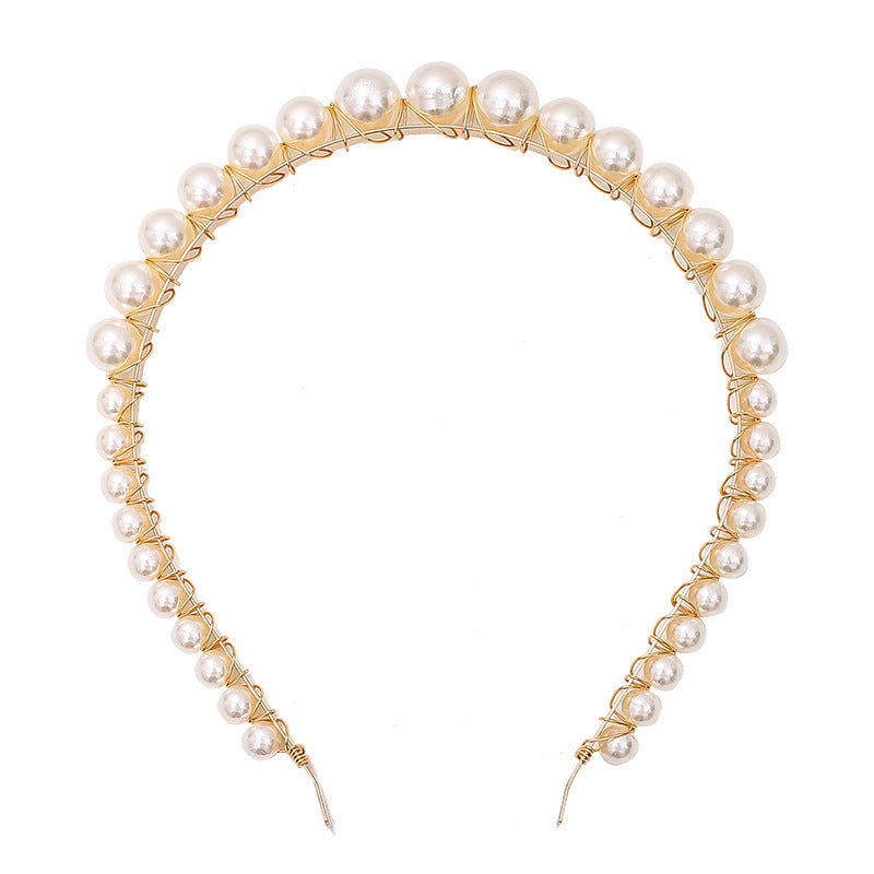 Serre-Tête Perles Fines Femme – Accessoire Cheveux Imitation Perle Métal 14cm