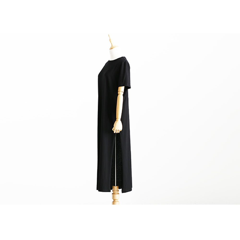 Robe Longue Casual Femme Coton Noir – Coupe Fluide Élégante