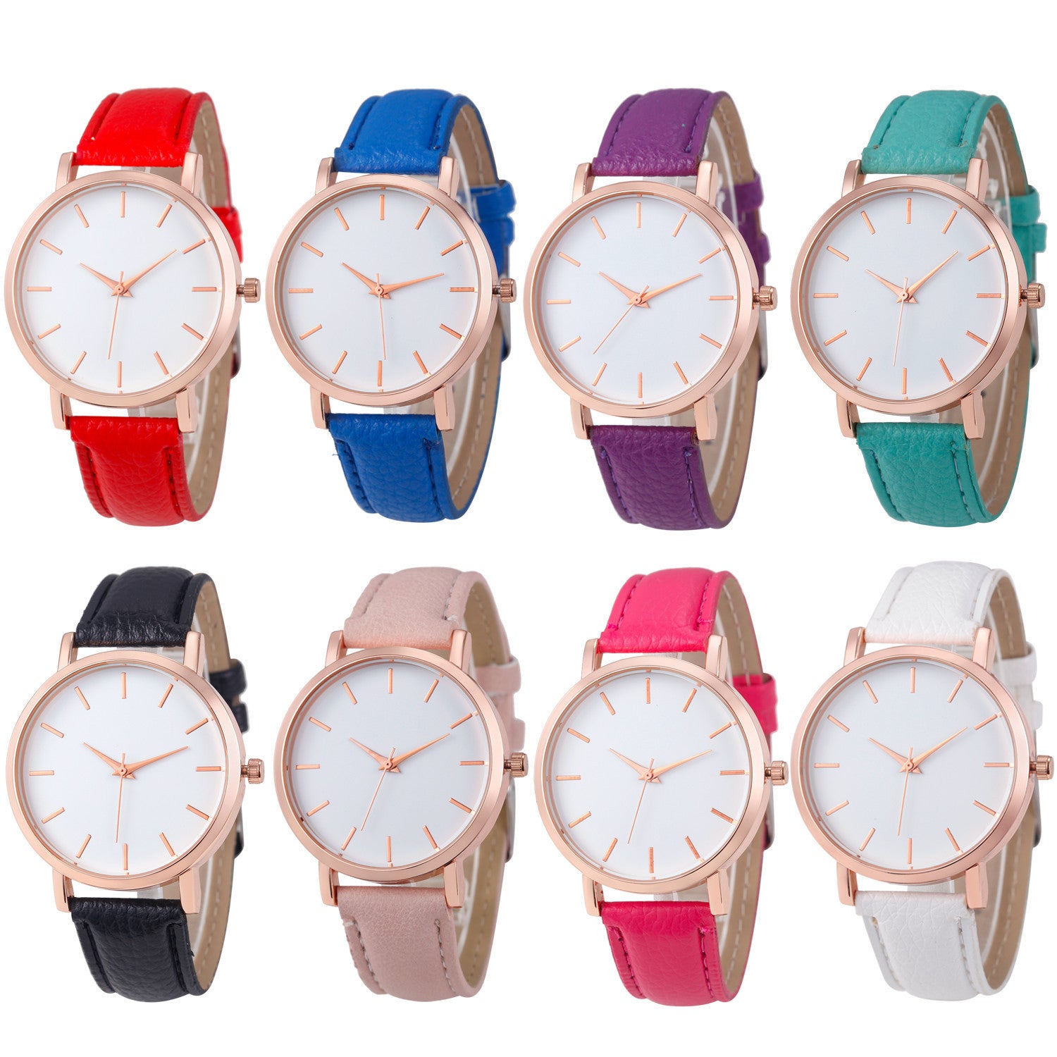 Montre Quartz Femme Bracelet Cuir PU – Cadran Carré 13 Coloris Tendance