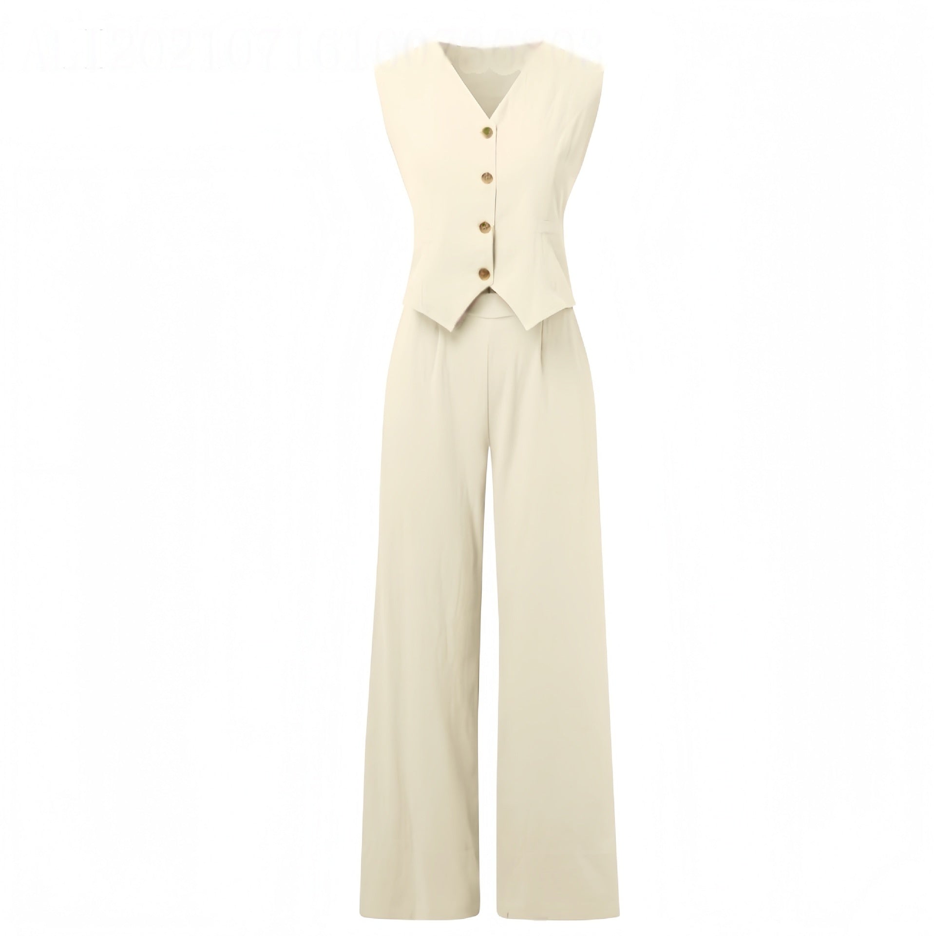 Ensemble Été Femme Lin Coton – Gilet Col V Sans Manches & Pantalon Droit Casual 10 Coloris S-4XL