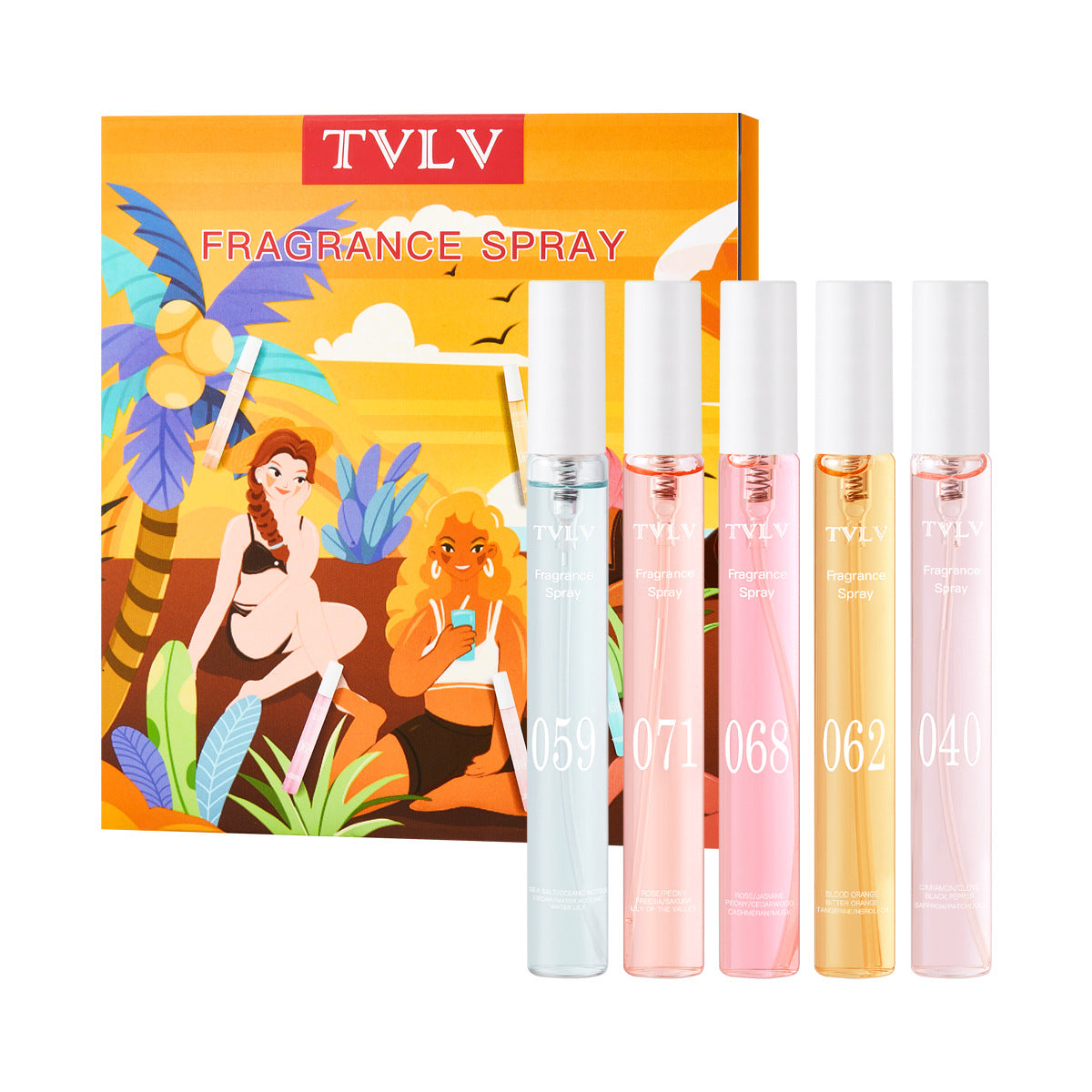 Coffret 5 Miniatures Parfum Sans Alcool – Spray Corps & Cheveux Longue Durée 10ml