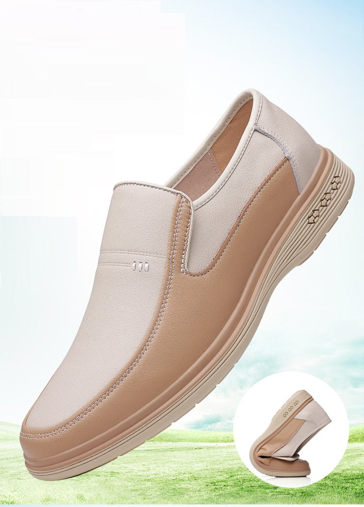 Chaussures Casual Homme Cuir Véritable Semelle Souple – Respirantes Antidérapantes Beige