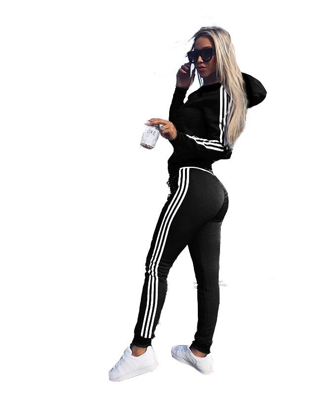 Ensemble Jogging Femme Polyester Manches Longues – Veste & Pantalon Droit 4 Coloris S-3XL