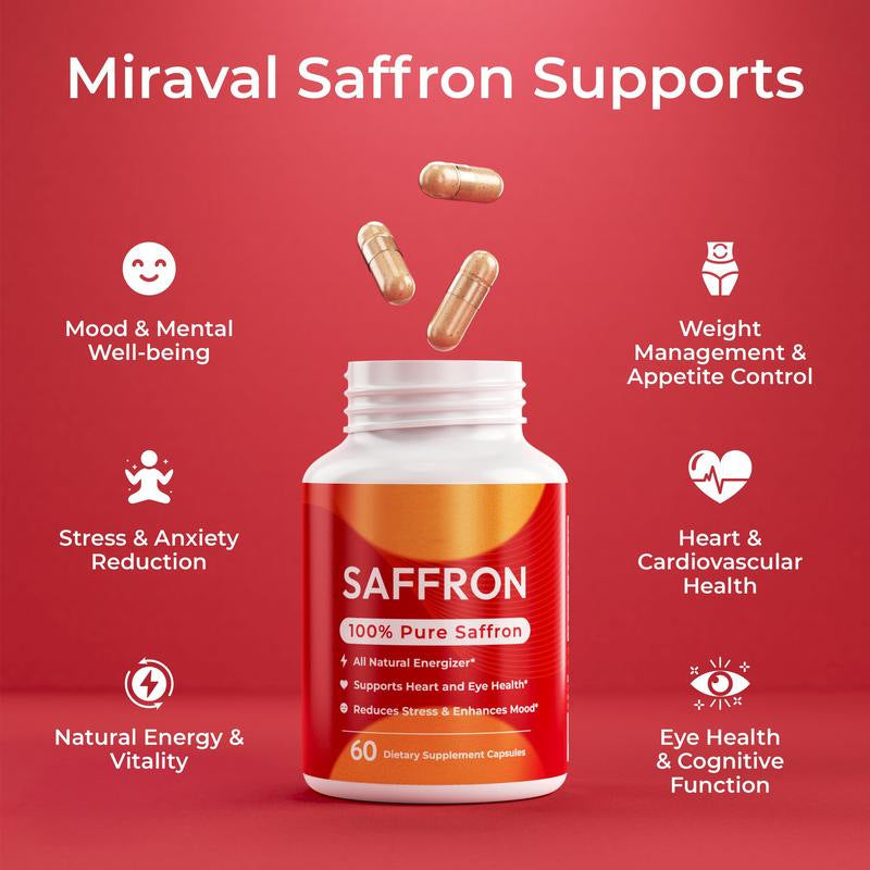Capsules Safran & Vitamines – Complément Alimentaire 60 Comprimés Bien-être, Vitalité & Antii-stress