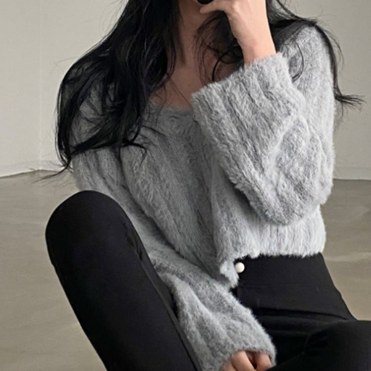 Pull Femme Tricot Manches Longues – Style Élégant Taille Unique 4 Coloris