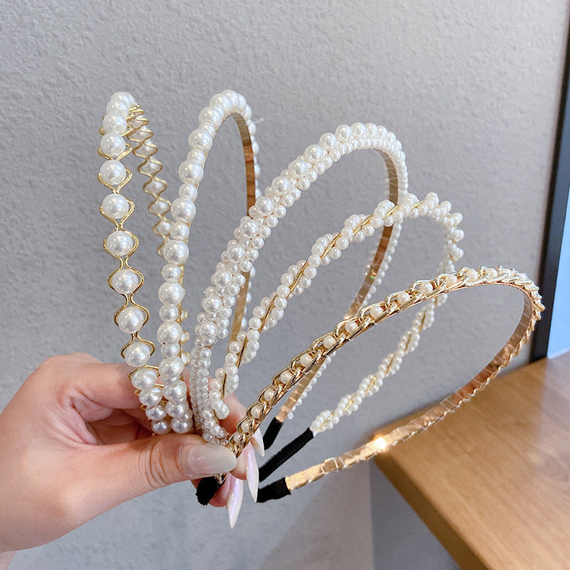 Serre-Tête Perles Fines Femme – Accessoire Cheveux Imitation Perle Métal 14cm
