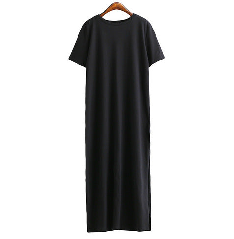 Robe Longue Casual Femme Coton Noir – Coupe Fluide Élégante