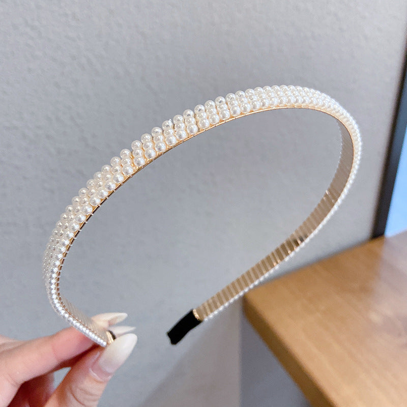 Serre-Tête Perles Fines Femme – Accessoire Cheveux Imitation Perle Métal 14cm