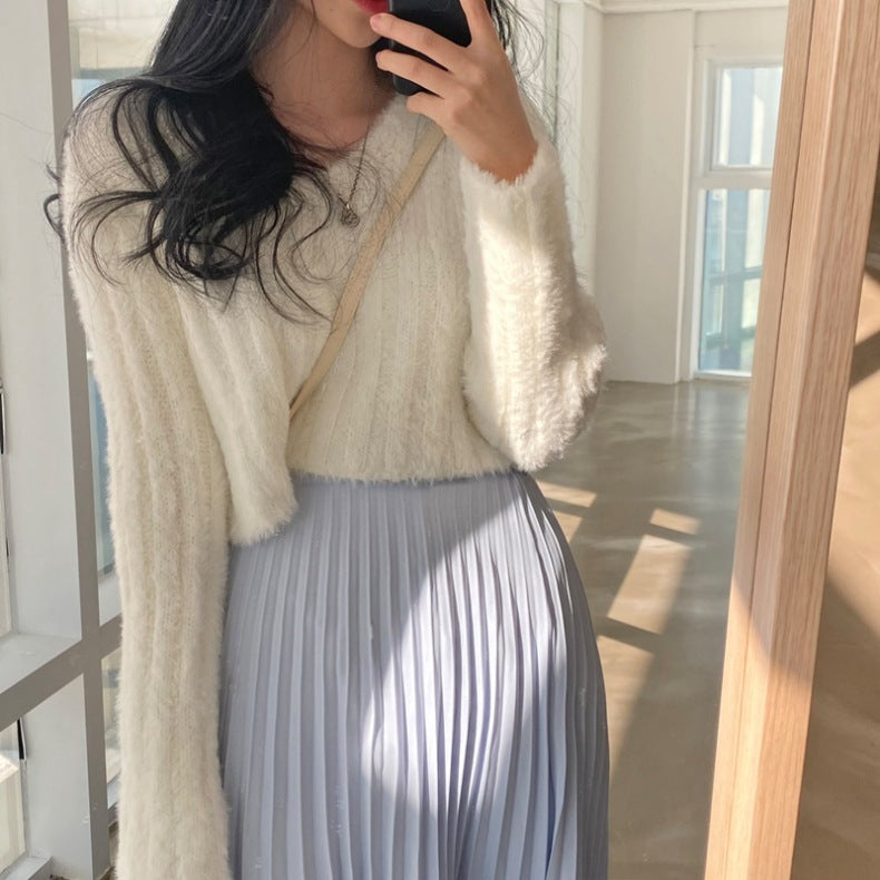 Pull Femme Tricot Manches Longues – Style Élégant Taille Unique 4 Coloris
