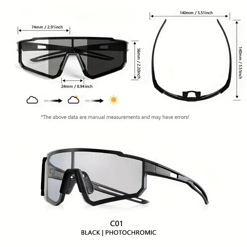 Fashion Unisex Polycarbonate Sunglasses – Polarized Photochromic Anti-Reflective Lenses Black