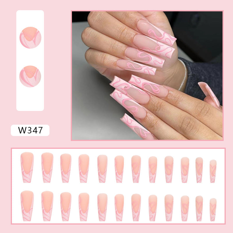 Faux Ongles Cœur Givré – Style Français Ballet Long Ins Sweet