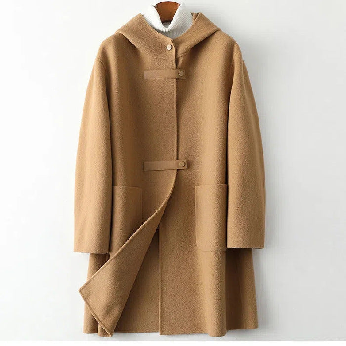 Manteau Laine Femme Oversize À Capuche – Coupe Ligne A Manches Princesse S-4XL