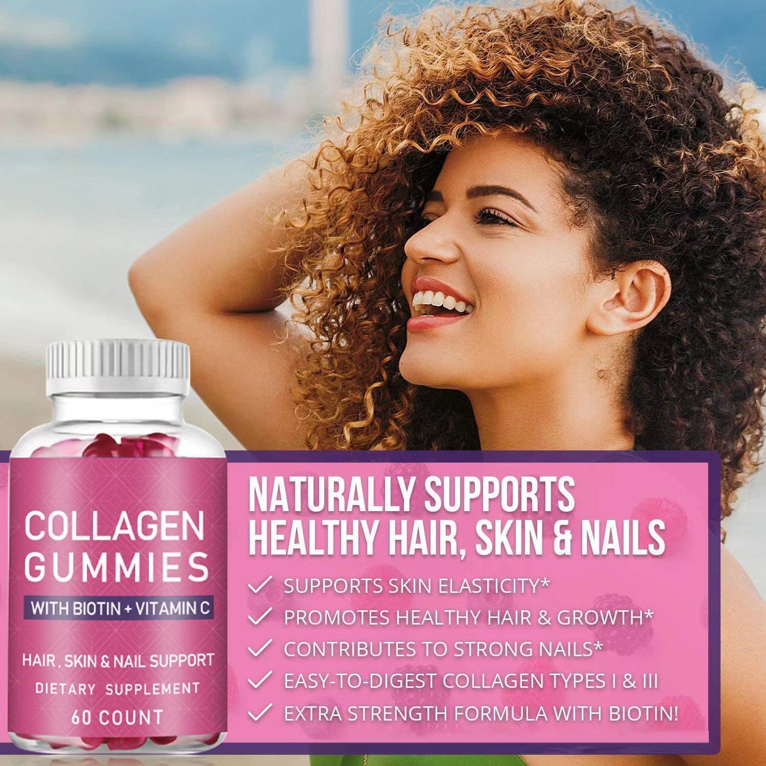 Gummies Collagène – Complément Alimentaire Beauté Peau 60 Bonbons Moelleux