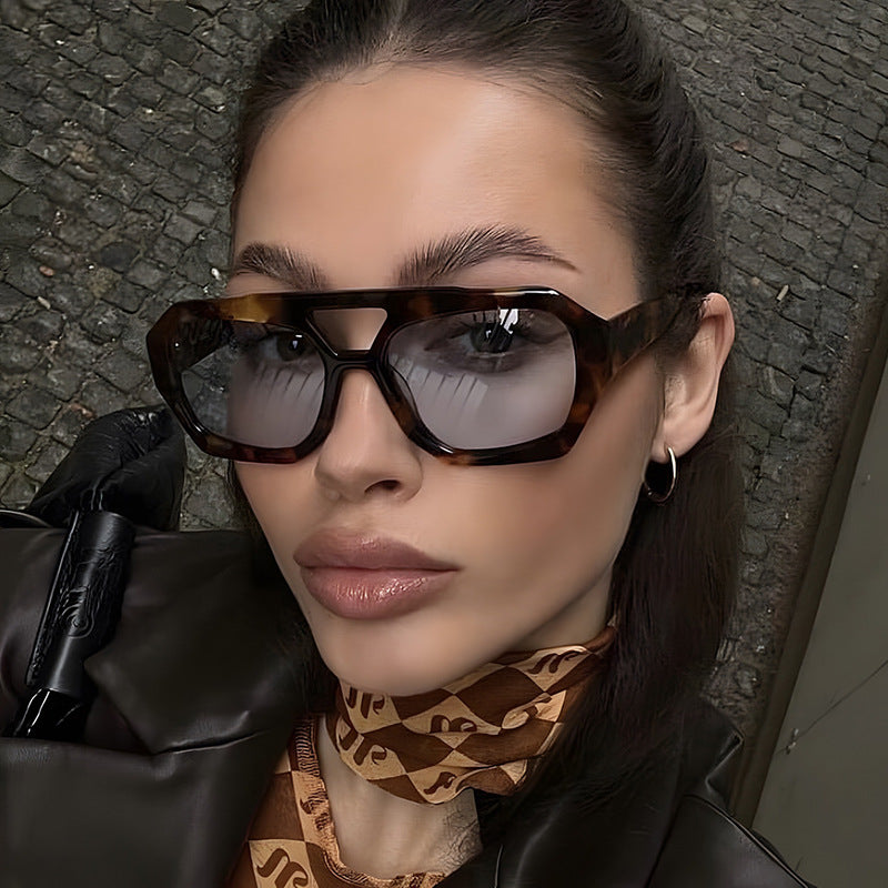 Lunettes de Soleil Grande Monture Léopard – UV400 Style Ins Street 12 Coloris