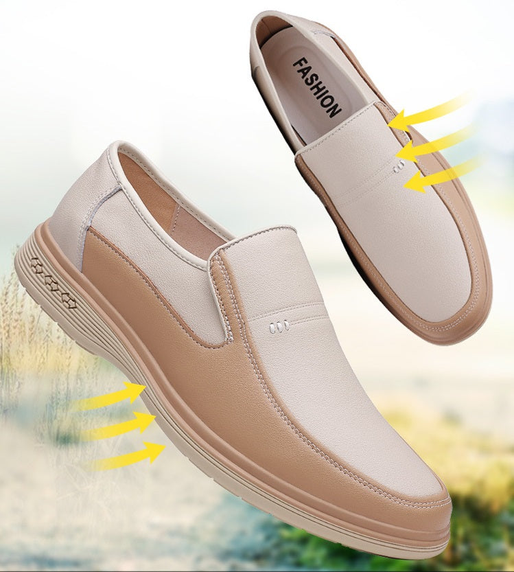 Chaussures Casual Homme Cuir Véritable Semelle Souple – Respirantes Antidérapantes Beige