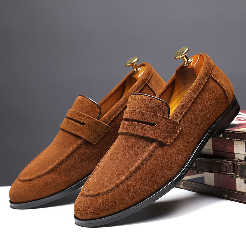 Mocassins Homme Nubuck Sans Lacets – Semelle Caoutchouc Casual