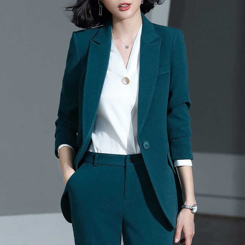 Tailleur Business Femme Polyester 3 Styles – Robe Pantalon ou Chemise Abricot Blanc Noir