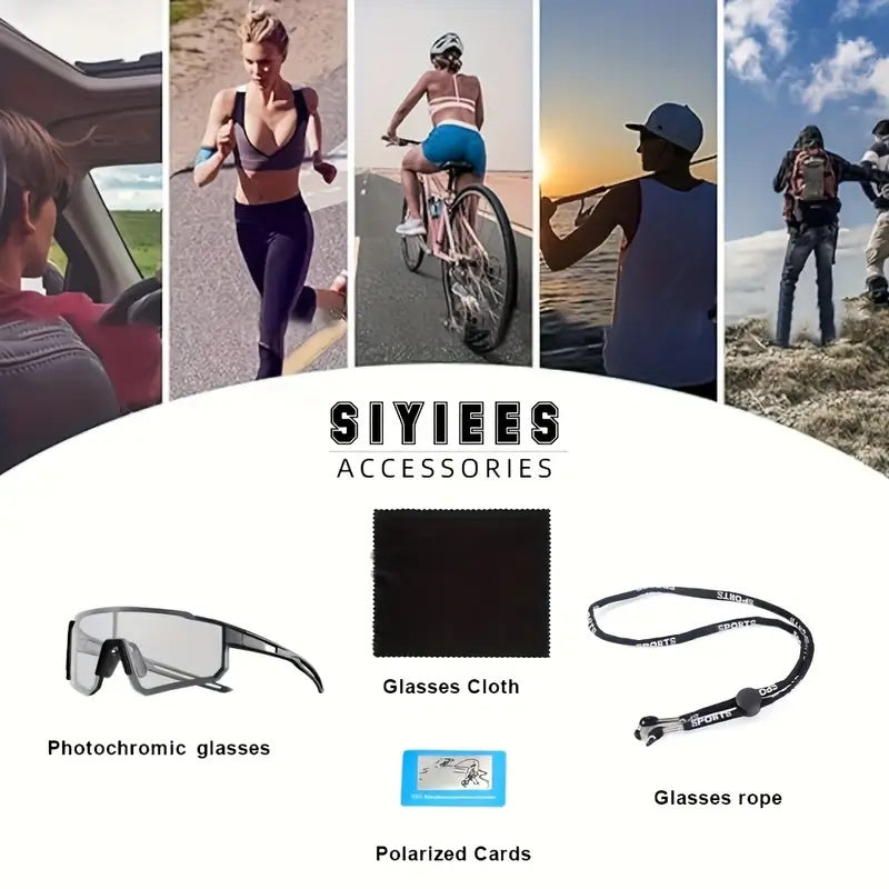 Fashion Unisex Polycarbonate Sunglasses – Polarized Photochromic Anti-Reflective Lenses Black