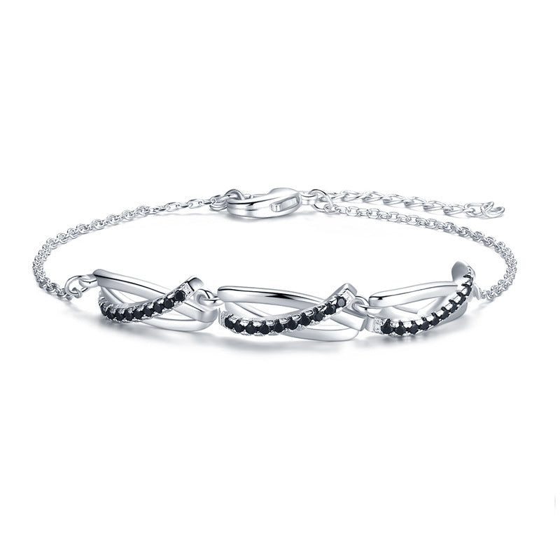 Bracelet Bague Zircon Femme – Bijou Luxe Léger Créatif Anniversaire Noir