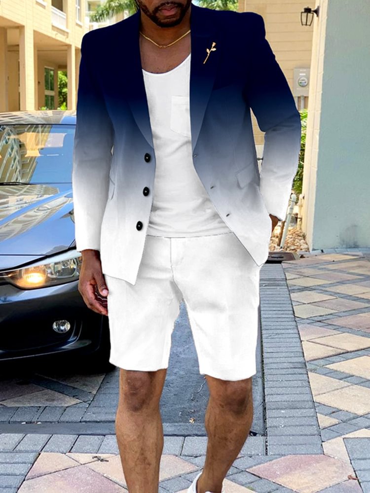 Costume Short Style Britannique Slim Fit Homme Acétate – Veste + Short 5 Coloris M-3XL