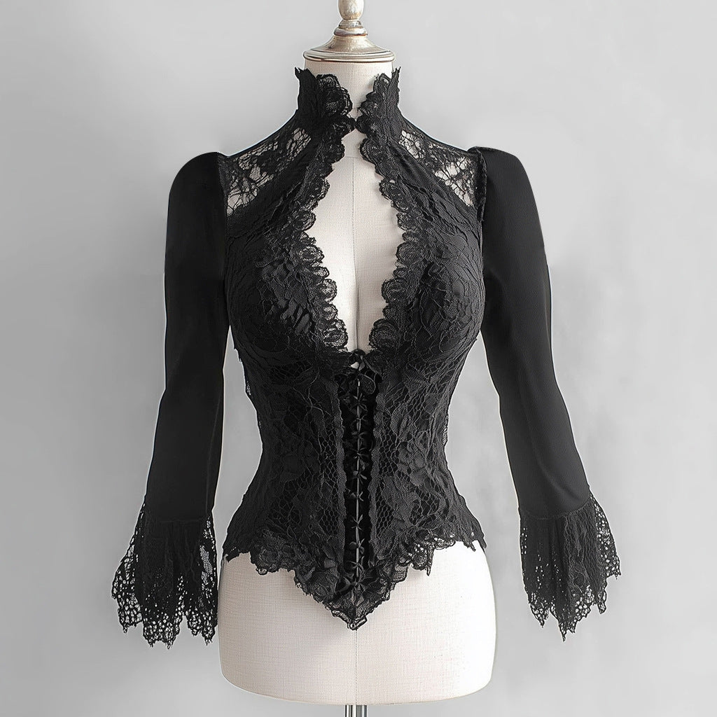 Top Femme Épaules Dénudées Rayon – Manches Princesse Chic Noir