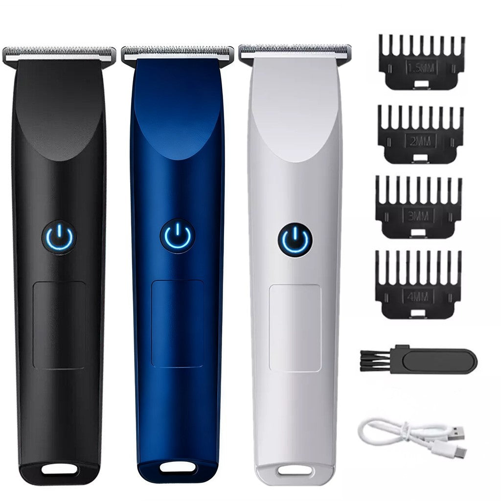 Tondeuse Cheveux Électrique Sans Fil Homme – Moteur 6000 tr/min Batterie 500mAh USB 4 Sabots Noir Bleu Blanc